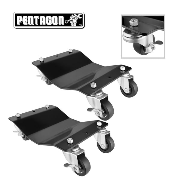 Tire Skates Red and Black Pentagon Tool Renewed Commercial Grade Tire Dolly 2 Pack, Black 3,000 lbs Rating 2-Pack and 4-Pack